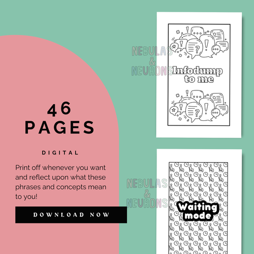 AuDHD Colouring Sheets Set – Printable Neurodivergent Reflective Phrases